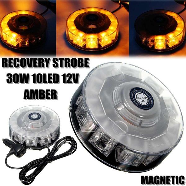 

car lights dc12v yellow/amber 10led auto car emergency beacon light waterproof strobe flashing warning lamp for boat truck