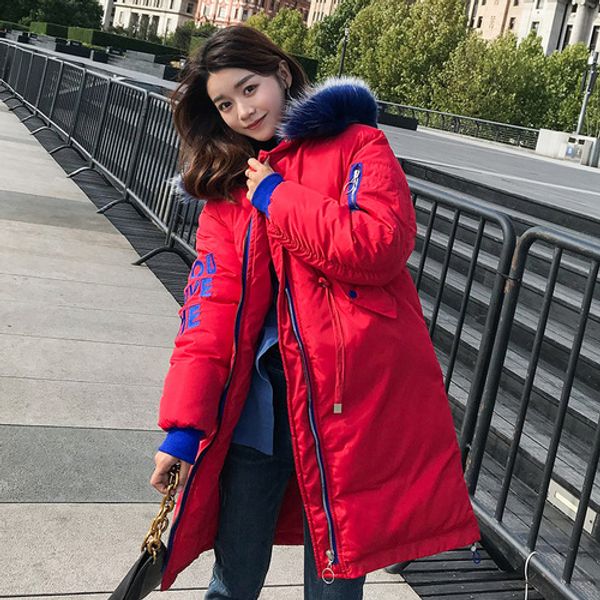 

zqlz winter coat women plus size casual hooded big fur loose cotton pedded jacket femme thick snow wear ladies parka overcoat, Black