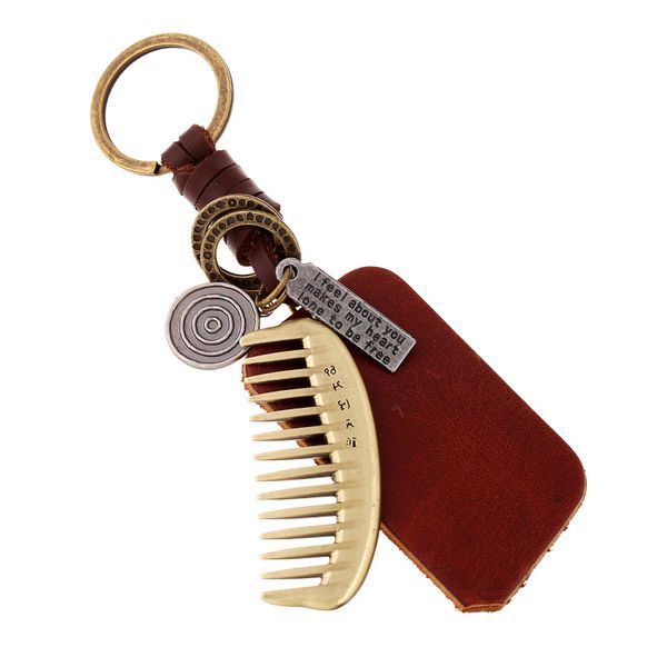 

comb keychain punk leather key ring zinc alloy charm custom key chain, Silver