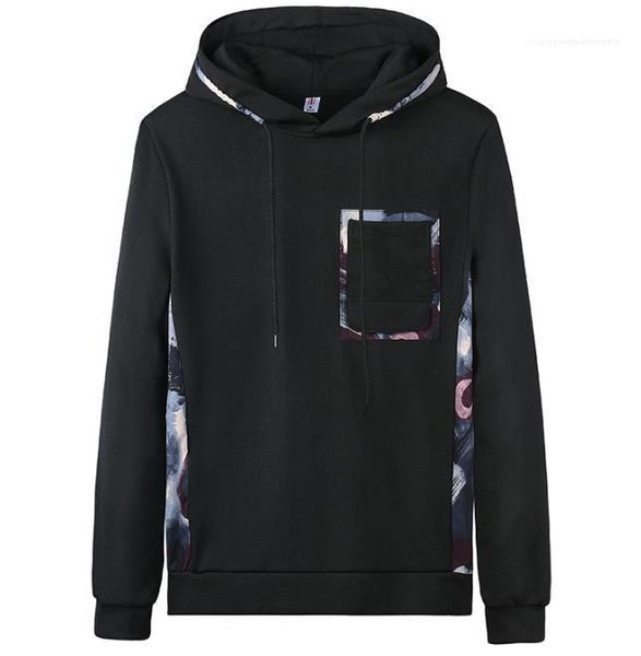 

irregular print homme sweatshirts long sleeve solid color hiphop rap pullovers male clothing mens designer hoodies loose, Black