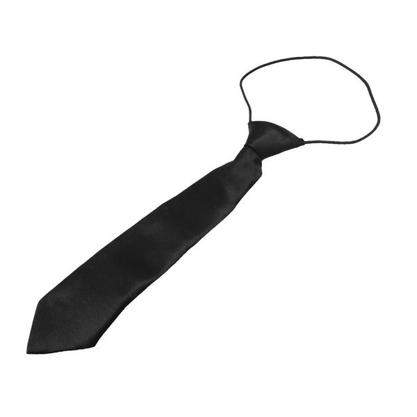 

solid black polyester elastic slim necktie neck tie for child