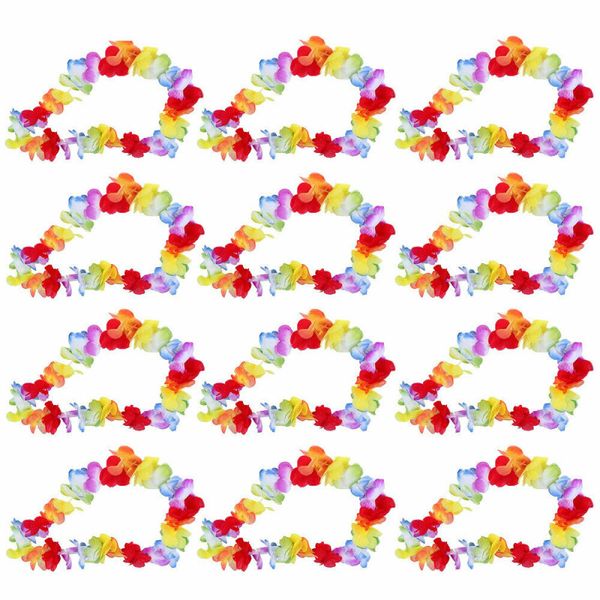 

5pcs hawaiian garland artificial necklace hawaii flowers leis party supplies beach wreath diy gift decoration garland decoration