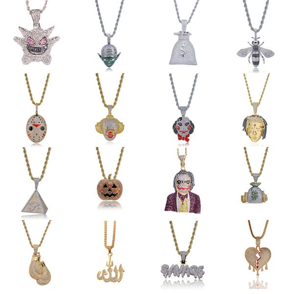 

fashion punk hip hop women men movie characters pendant necklace crystal rhinestone chain necklace creative necklaces jewelry, Silver