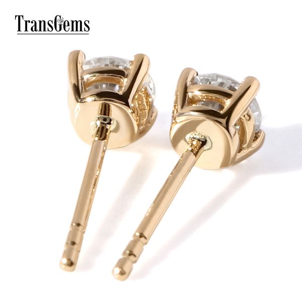 

transgems solid 18 к 750 желтое золото solitare установочные серьги 1ctw 5 мм f цвет муассанит серьги стержня для женщин свадебный подарок y, Silver