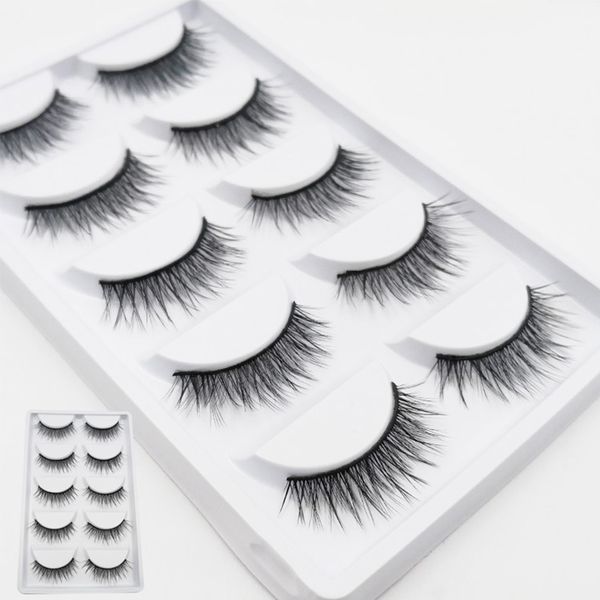 

iflovedekd fake eyelashes 5 pairs/box crisscross 3d false lashes handmade natural long silk eye lashes d02