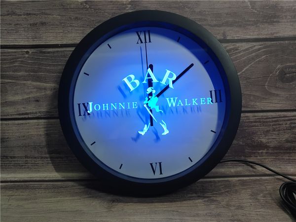 

0a439 johnnie walker whiskey wine bar app rgb led neon light signs wall clock