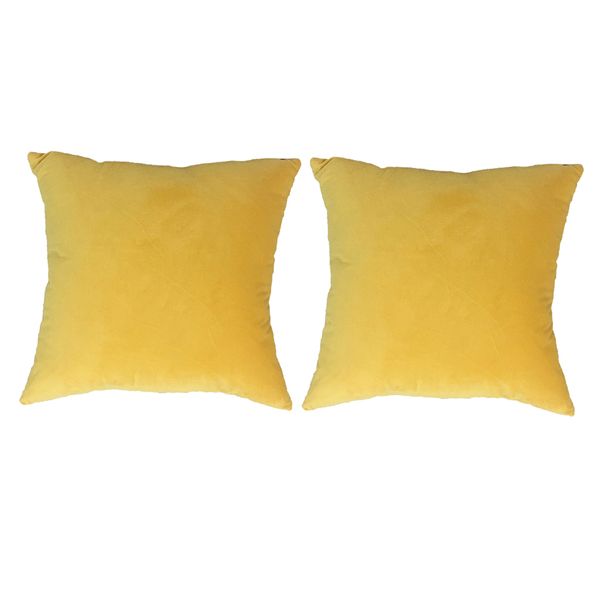 

2x solid velvet square pillow case sofa throw pillow cushion cover yellow