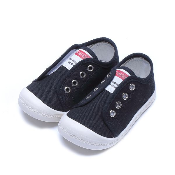 

cozulma baby kids soft sole fashion sneakers shoes candy color children boys girls breathable canvas shoes size 21-30, Black