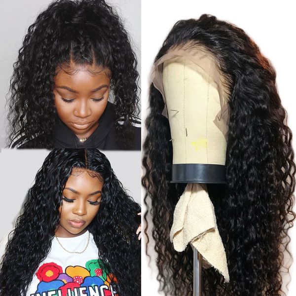 

malaysian curly lace wig deep wave straight 13*4 lace front human hair wigs with baby hair factory wholesale price lace wigs deep wave, Black;brown