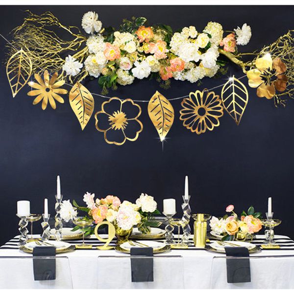 

золото серебро цветок гирлянда свадьба баннер день рождение бантинг вымпел baby shower свадебный garland флаги партия украшение сад