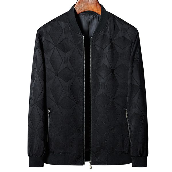 

new spring jacket men's stand collar diamond-shaped check casual sun protection bomber jacket fat oversized 6xl 7xl, Black;brown