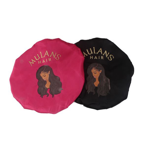 

custom colorful logo designed printing on virgin hair extensions wigs satin wrap band sleeping bonnet,head scarf band tie bonnet