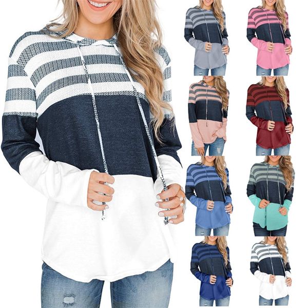 

2019 autumn loose design hoodie casual long sleeve color contrast hoodie pullover pullover sweater, White