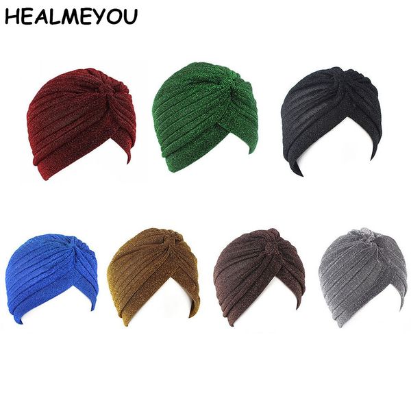 

new fashion women solid wrinkle stretchable turban hats beanies caps for women ladies