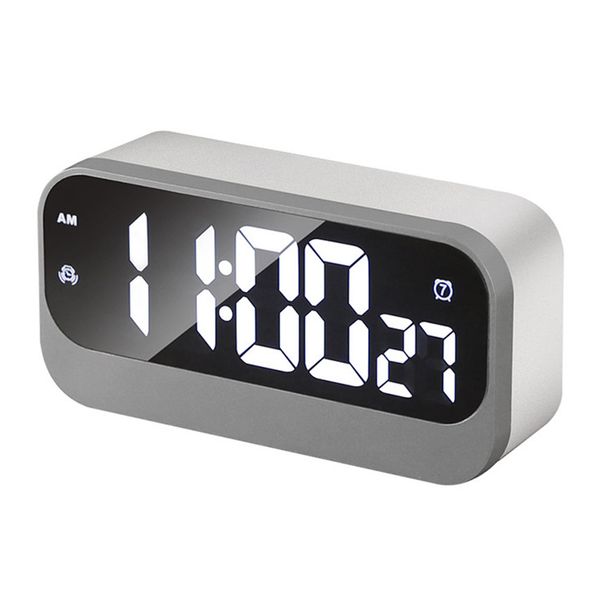 

digital display adjustable brightness gift modern led abs home mirror surface office easy operate deskdecorative alarm clock
