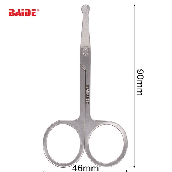 Aço inoxidável sobrancelha cílios Trimmer Nariz Cabelo Tesoura Rodada Head Point prata pequeno portátil seguro cortador de unhas Maquiagem