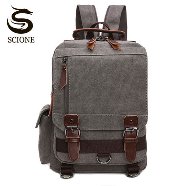 

scione small canvas backpack men travel back pack multifunctional shoulder bag women laprucksack school bags female daypack