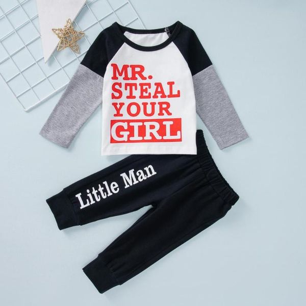 

fashion kids letter print o neck long sleeve pullover sweatshirt pants, White