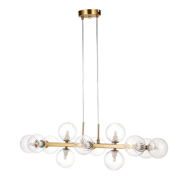 Contemporary Linear 12 Lights 84cm Long Clear Glass Ball Pendant