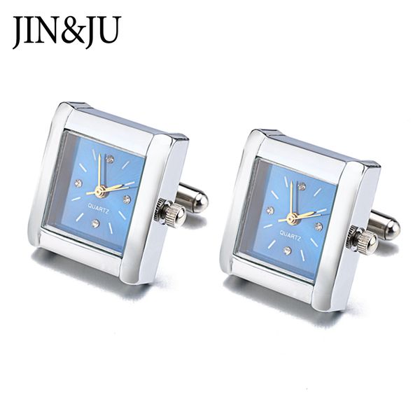 

jin&ju men jewelry sell clock design jewelry gentleman cufflinks functional watch cuff links real clock for mens, Silver;golden