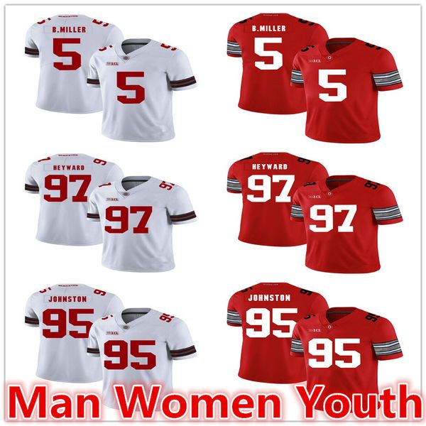 

настроить ncaa штат огайо buckeyes футбольные майки braxton miller 5 cameron heyward 97 cameron johnston 95 джерси любое имя номер s-5xl, Black