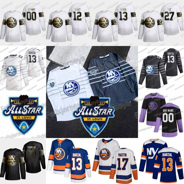 

13 mathew barzal 2020 all star new york islanders brock nelson leo komarov josh bailey anders lee matt martin ryan pulock beauvillier, Black;red