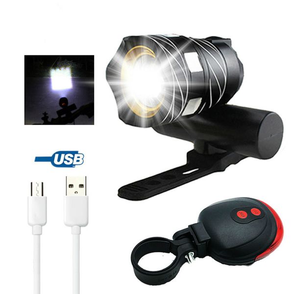 

bike lights 15000lm t6 led usb cable rear light adjustable bicycle rechargeable battery warning lamp