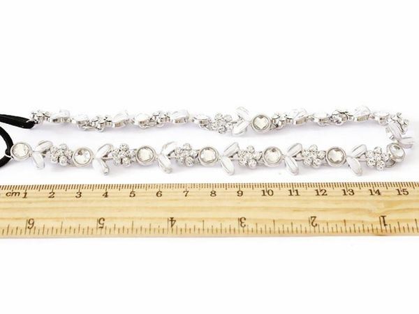 

lady's stylish silver plated crystal flower elastic hair band headband yoga hair bands