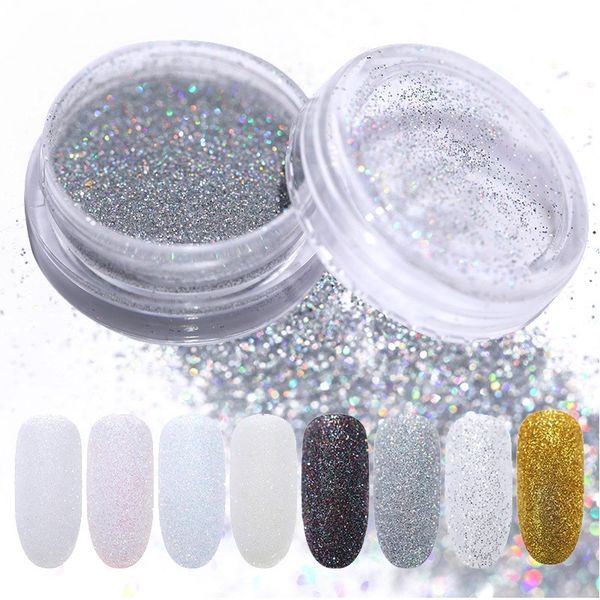 

1box 1g shining sugar gradient nail glitter powder glitter dust powder chrome pigment diy nail art decoration, Silver;gold