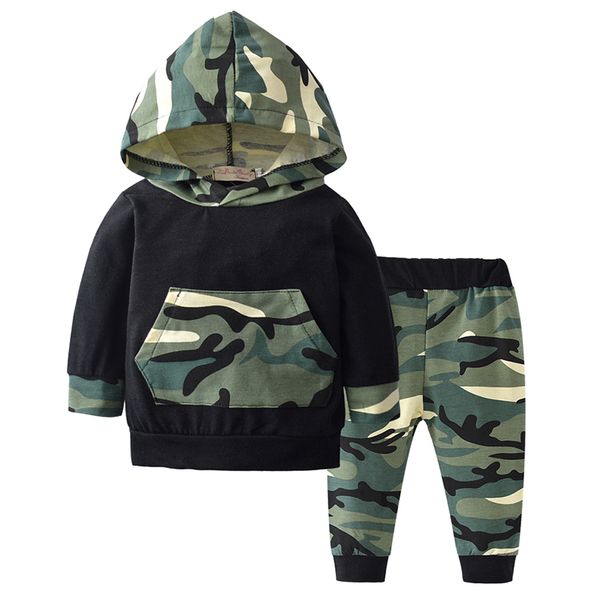 

autumn baby boys camouflage clothing set long sleeve hooded camo pants cotton 2pcs infant outfit toddler kids clothes sets, White