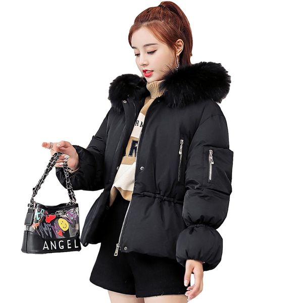 

fashion nice new winter women parka coats faux fur hooded jackets thick warm snow wear short bread coat jacket female, Tan;black