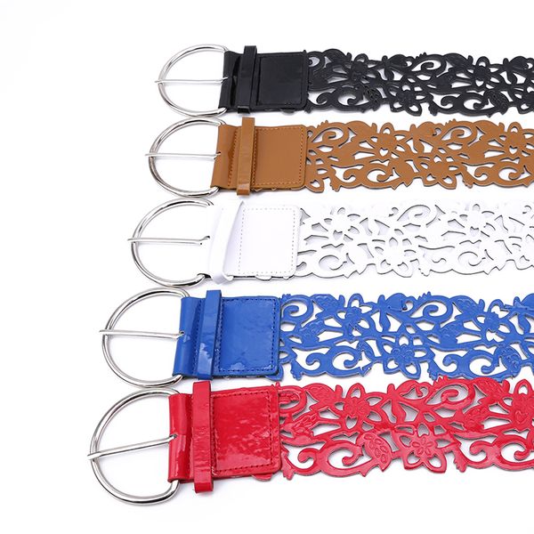 

new arrivals female fashion cutout flower belt flower cummerbund decoration wide strap belt women waistband belts for dress, Black;brown