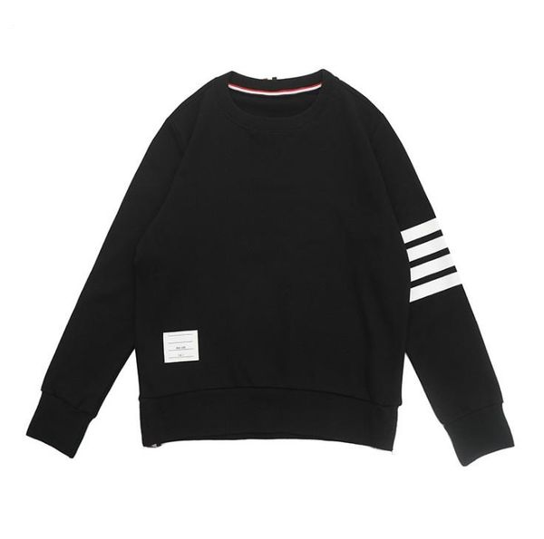 

новые мужские фуфайки европейская осень new classic полосатый o-образным вырезом свитер толстовка hip hop cotton couple серый синий черный п, Black