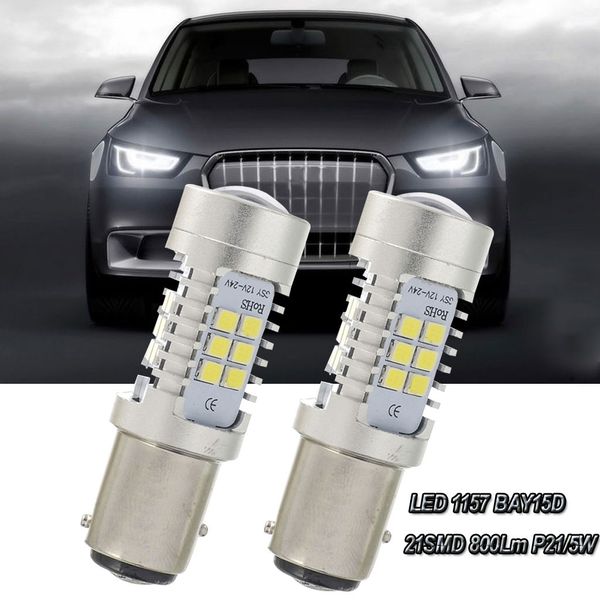 

new 2x white led 1157 bay15d 21smd 800lm p21/5w car reverse tail light bulbs 12v auto reverse lamp daytime running signal light