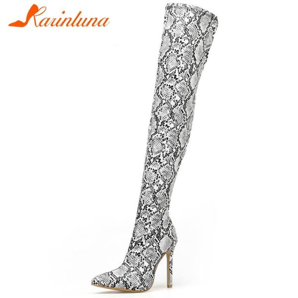 

karin 35-42 new ins ladies thin high heels over the knee boots fashion snake thigh high boots women shoes woman, Black