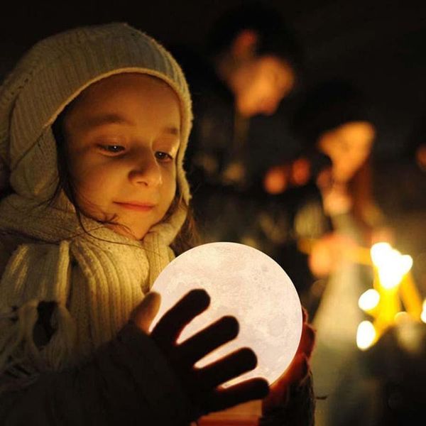 

moon lamp 3d print night light rechargeable 3 color tap control lamp lights 16 colors change remote led moon light gift