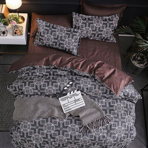 

silikolove 3/4pcs/set ab side geometric pattern comforter bedding set luxury cotton duvet cover set bed linen home textile