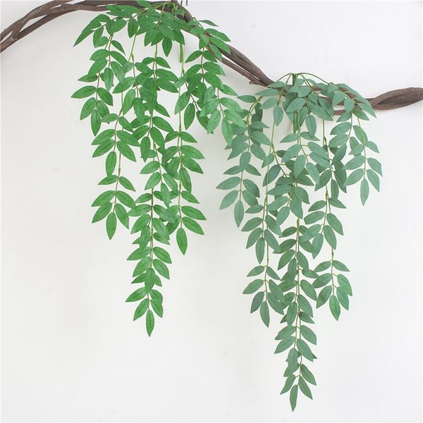 

decorative flowers & wreaths artificial willow leaves vine fake plants diy faux bouquet foliage for home wedding forest party decoration