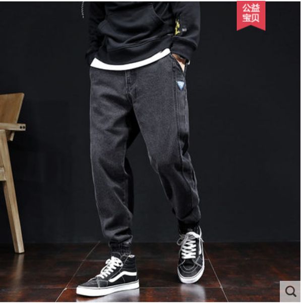 

black ash men jeans easy японский популярные логотип харлан досуг ноги брюки увеличение удобрение молодежи, Blue