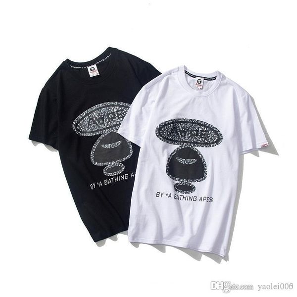 

men's luxury t shirt designer short sleeve new tide brand loose pattern print hip hop couple casual half sleeve, White;black