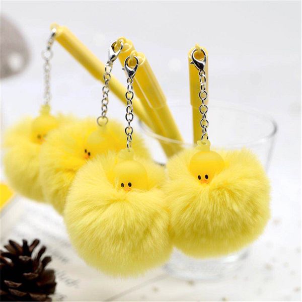 

yellow duck ball plush pendant gel pen cute unicorn black ink neutral pen promotional gift stationery school supplies