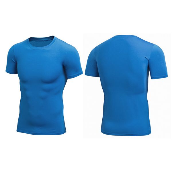 

men summer quick-dry tight breathable sports shirt with round neck short sleeve ncm99, Black;red