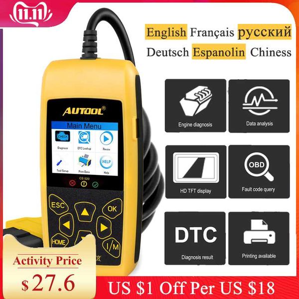 

autool multi-language obd2 scanner 12v auto code reader automotive scanner obd 2 ii car diagnostic tool universal scan tool odb