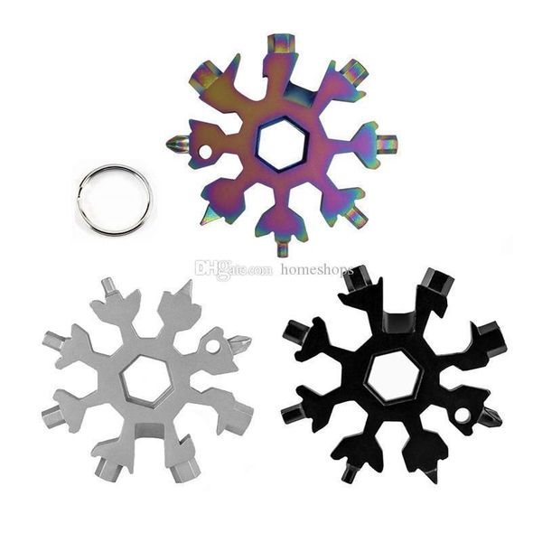 

sell 18-in-1 stainless steel snowflake multi-tool, portable outdoor travel camping multi-function key ring bottle opener screwdriver