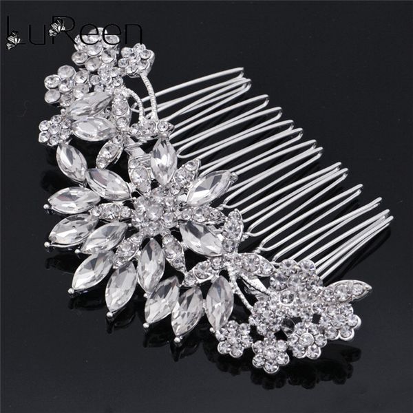 

lureen fashion wedding bridal crystal silver haircombs rhinestone bridal hair clips bridesmaid bride jewelry accessories, Golden;white