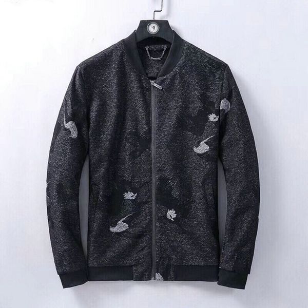 

amn designer luxury mens jacket trend jackets streetwear exquisite fashion small swallow embroidery pattern wild coats new, Black;brown