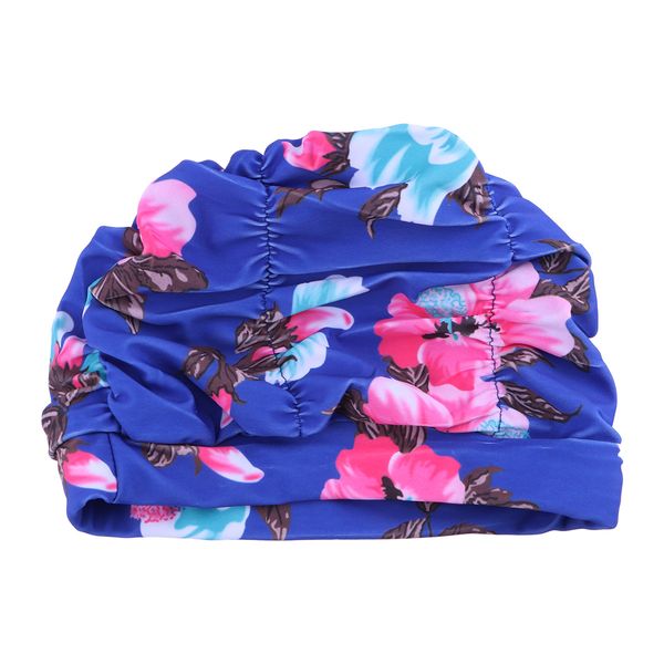 

elastic elastic pleated printing flower ear protector swimming hat swimming cap bathing hat swimming hat for women(random color
