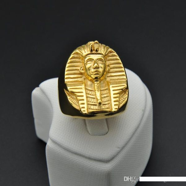 

hip hop rock casting gold color titanium stainless steel sphinx egypt pharaoh king rings for men jewelry, Golden;silver