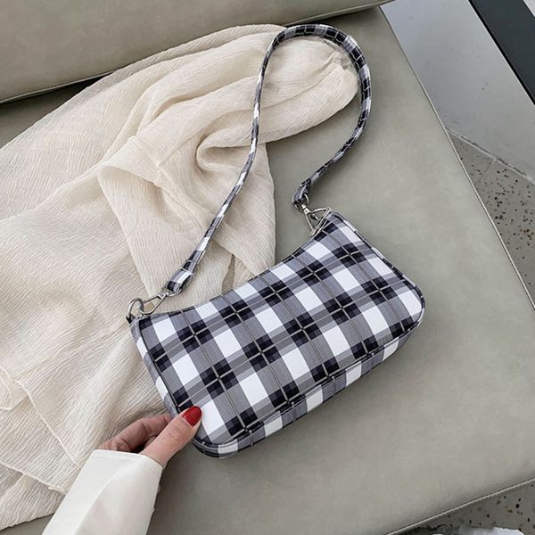 

2020 vintage plaid women bag bolsas handbags ladies leather handbags messenger purse retro baguette tote bags