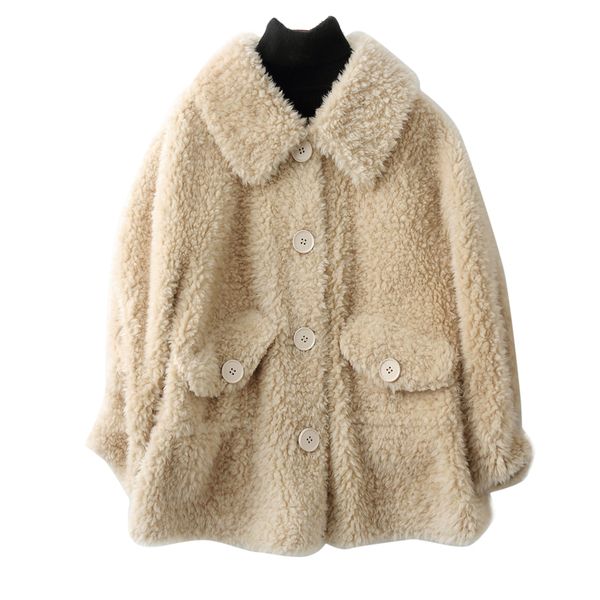

real fur coat female winter jacket women clothes 2020 korean 100% wool sheep shearing jackets vintage warm fur hiver l1992, Black
